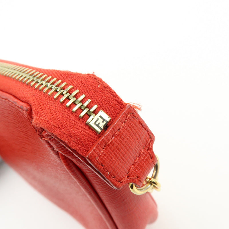 Fendi Chain Pochette Leather Red Bag
