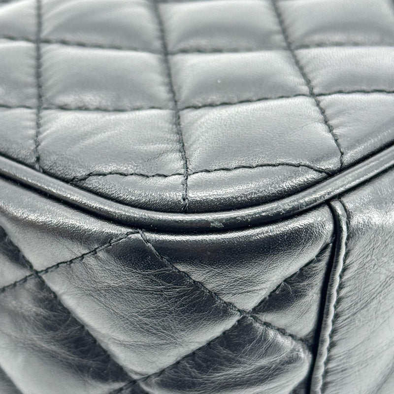 Chanel Flap Messenger Quilted Calfskin Black Leather
