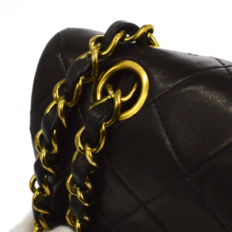 Chanel Classic Timeless Double Flap Quilted Lambskin Black Leather Bag