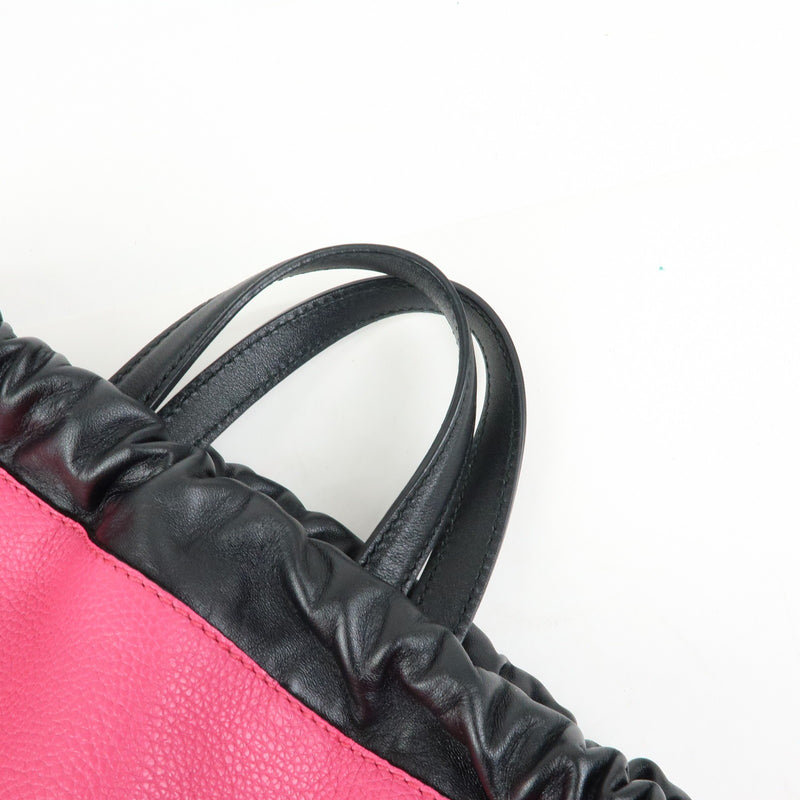 Gucci Logo Drawstring Printed Leather Pink Bag