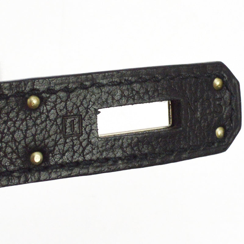 Hermes Kelly Black Evercalf With Palladium Hardware Leather Bag