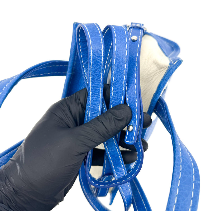 Balenciaga Bazar Striped Leather Blue Bag