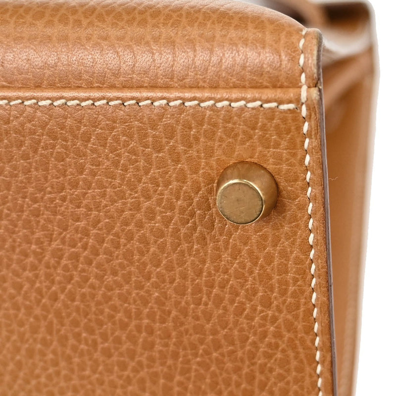 Hermes Kelly Brown Ardennes With Gold Hardware Leather Bag
