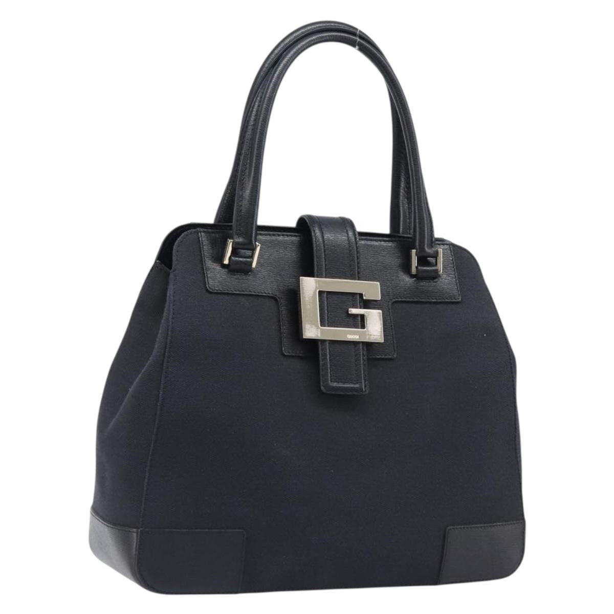 Gucci Vintage G Logo Canvas Black Leather Bag