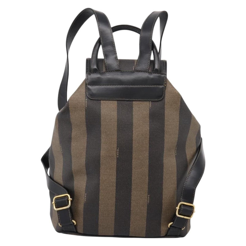 Fendi Vintage Pequin Logo Coated Canvas Brown Bag