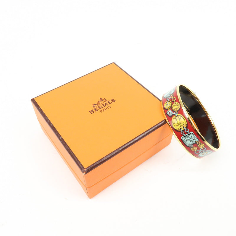 Hermes Bangle Printed Enamel Red Gold_plated Bijoux