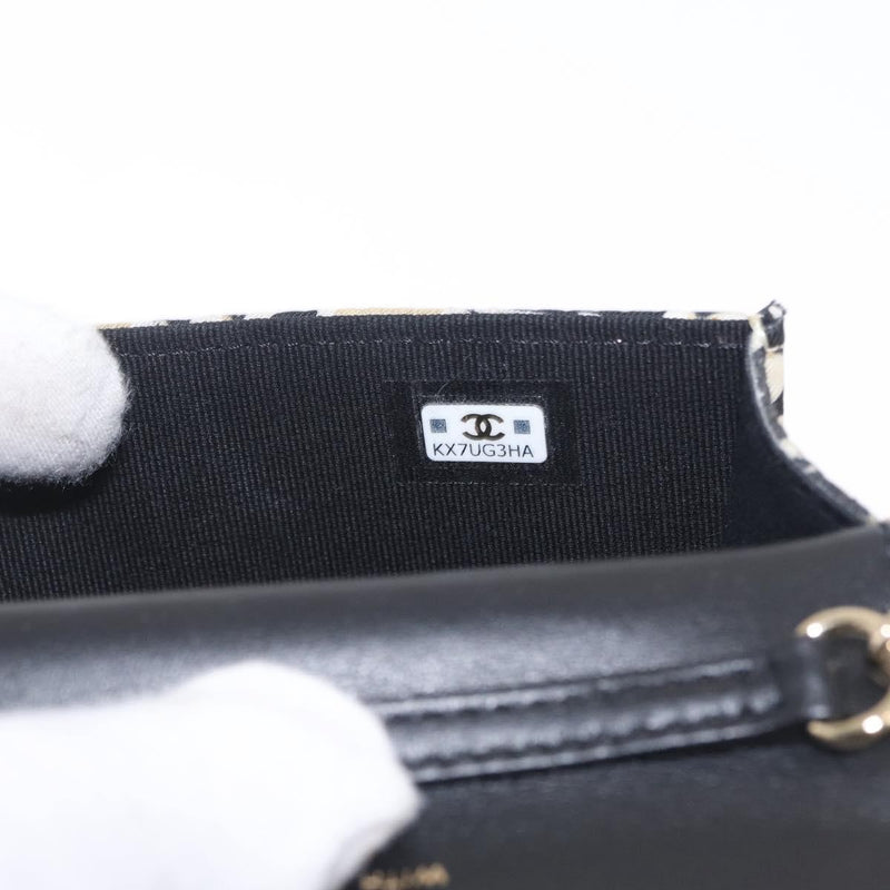 Chanel Flap Card Holder On Chain Quilted Printed Canvas Multicolour Bag