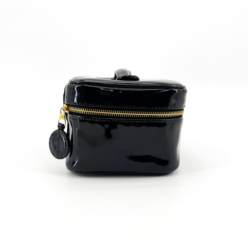 Chanel Vintage Timeless Cosmetic Case Patent Black Patent_leather Bag