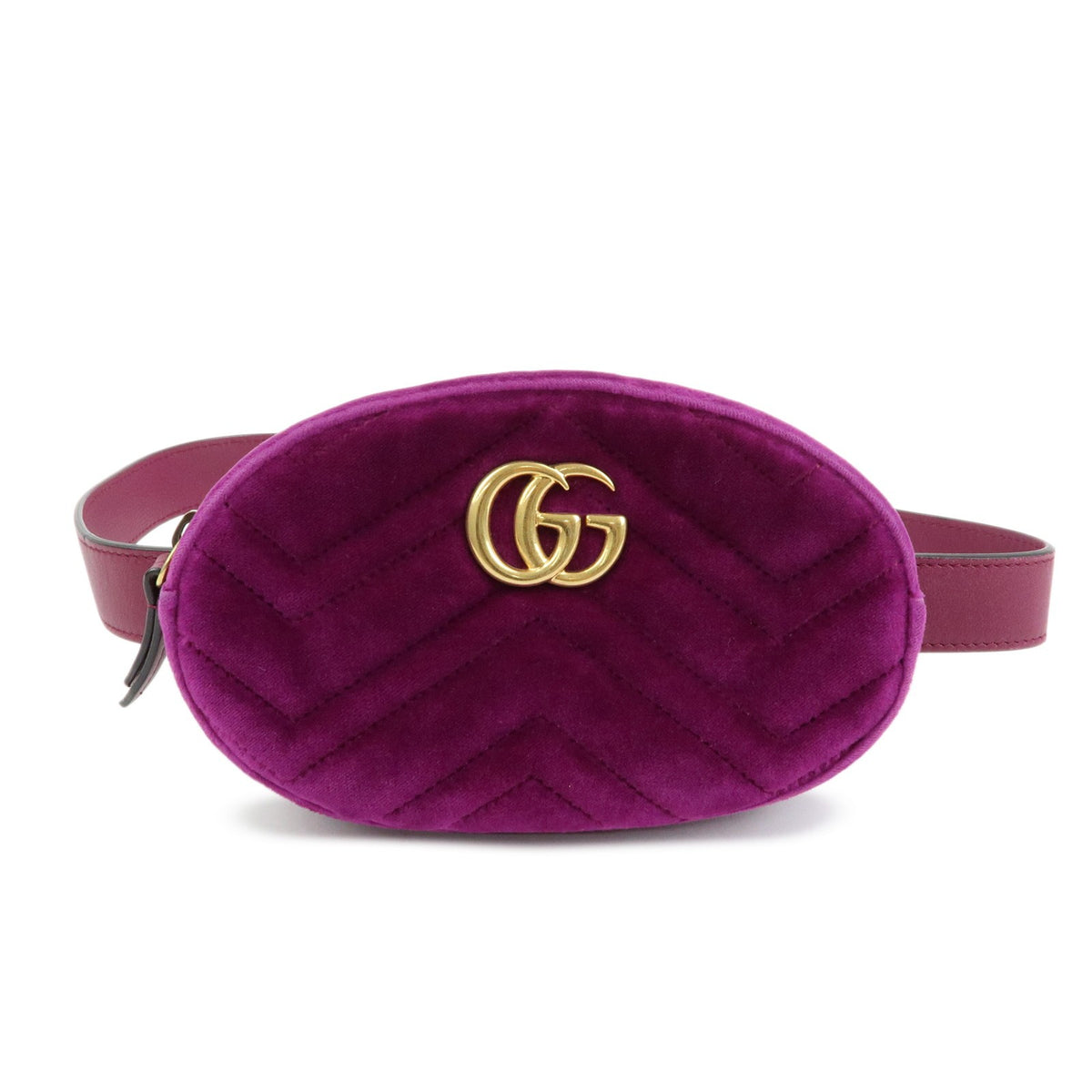 Gucci Gg Marmont Belt Matelasse Velvet Purple Bag