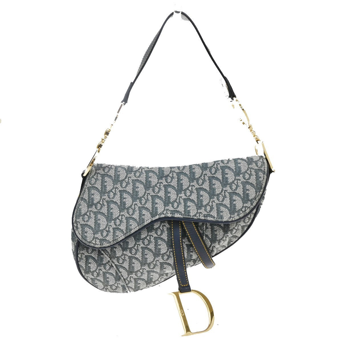 Christian Dior Saddle Oblique Canvas Navy Bag
