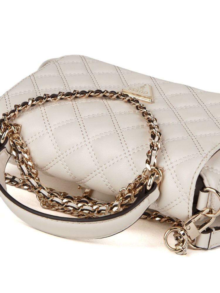 Guess Quilted Polyurethane Crossbody Bag — White