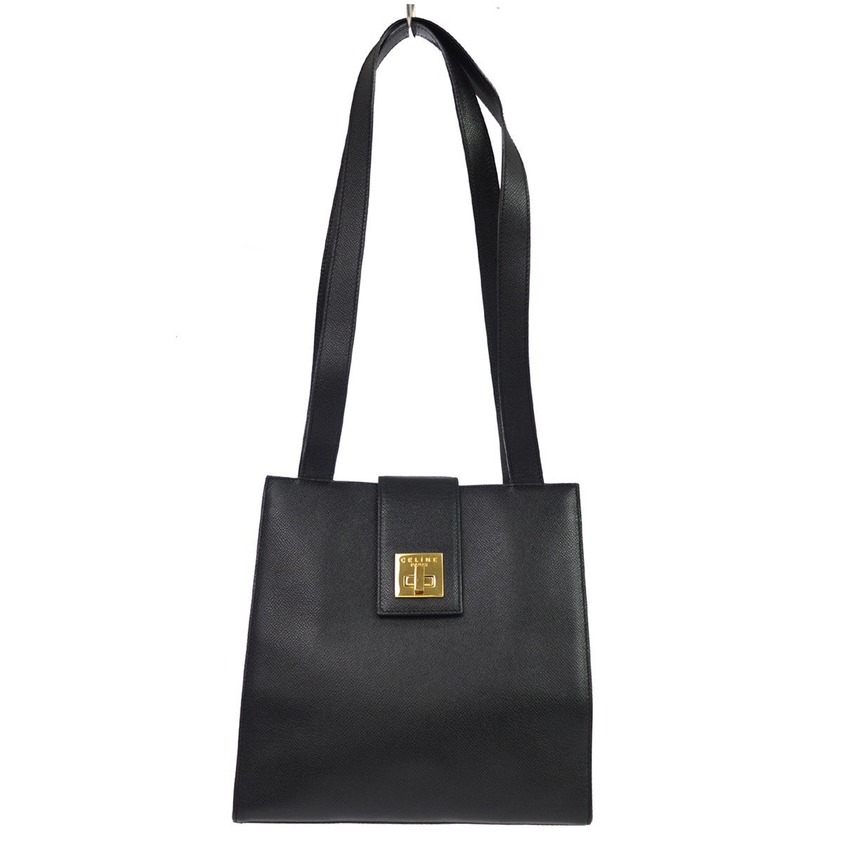 Celine Vintage Turnlock Leather Black Bag