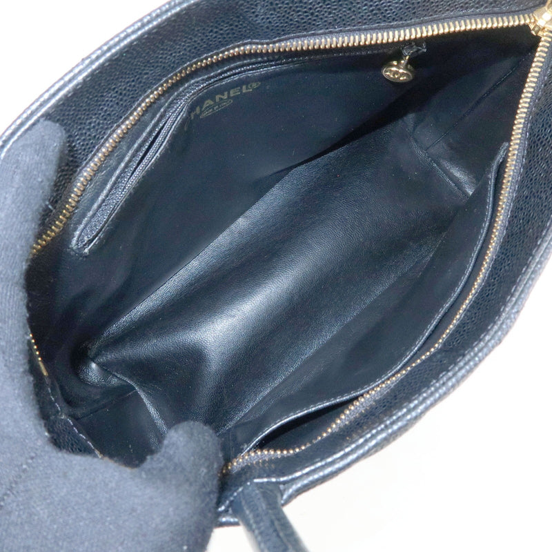Chanel Medallion Quilted Caviar Black Leather Bag