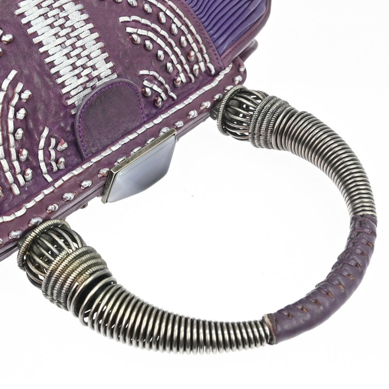 Christian Dior Plisse Frame Pleated Leather Purple Bag