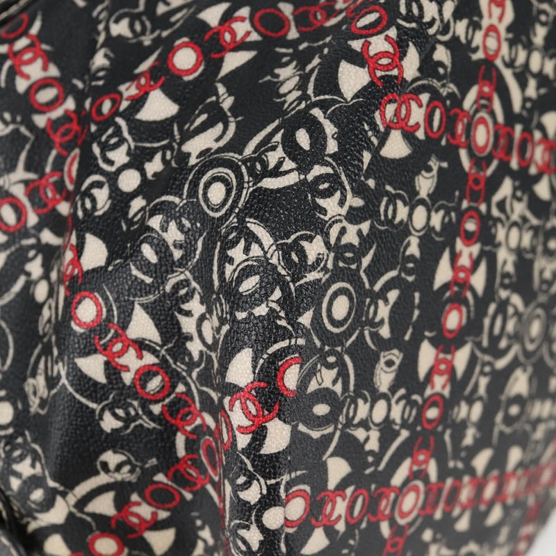 Chanel Optic Coco Bowler Printed Coated Canvas With Caviar Black Bag