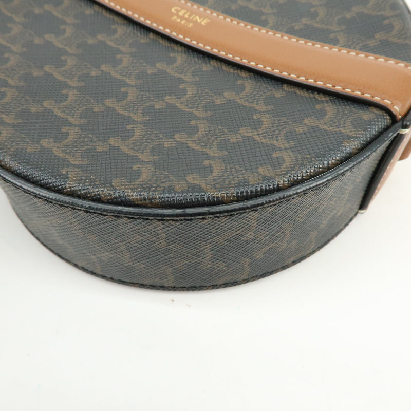 Celine Round Purse On Strap Triomphe Coated Canvas Brown Bag