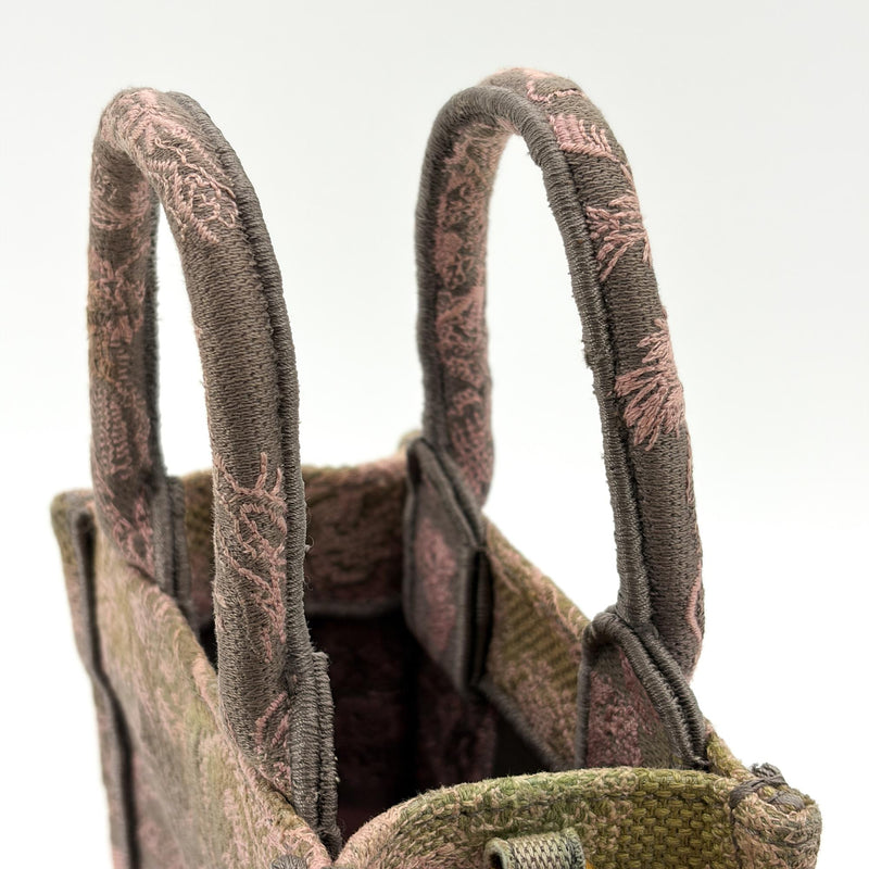 Christian Dior Book Tote Phone Embroidered Canvas Pink