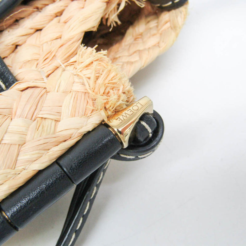 Loewe Gate Leather With Raffia Black Bag