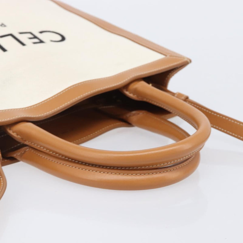 Celine Vertical Cabas Canvas With Leather Beige Bag