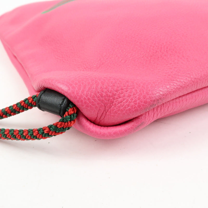 Gucci Logo Drawstring Printed Leather Pink Bag