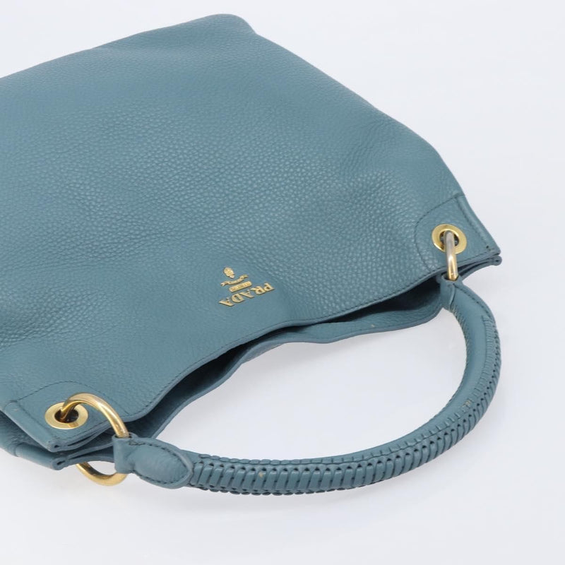 Prada Rolled Hobo Vitello Daino Blue Leather