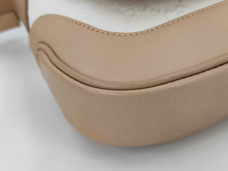 Gucci Jackie Flap Canvas And Leather Beige Bag