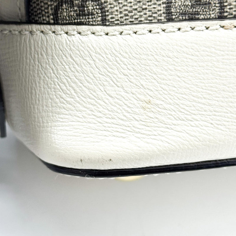 Gucci Horsebit 1955 Top Handle Gg Coated Canvas With Leather White Bag
