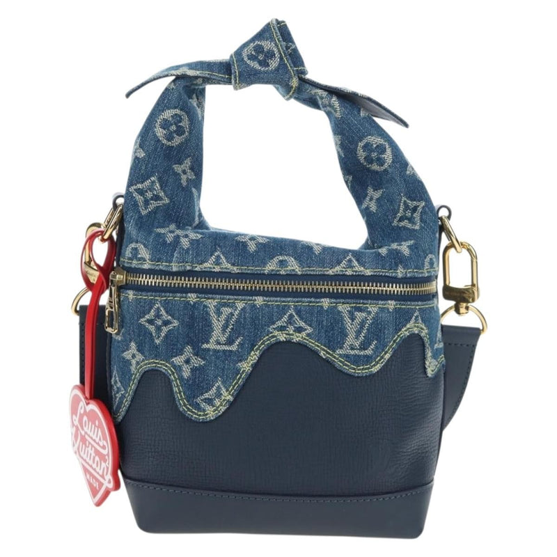 Louis Vuitton Nigo Japanese Cruiser Monogram Denim And Taurillon Leather Blue Canvas Bag