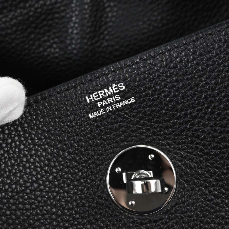 Hermes Lindy Clemence Black Leather Bag