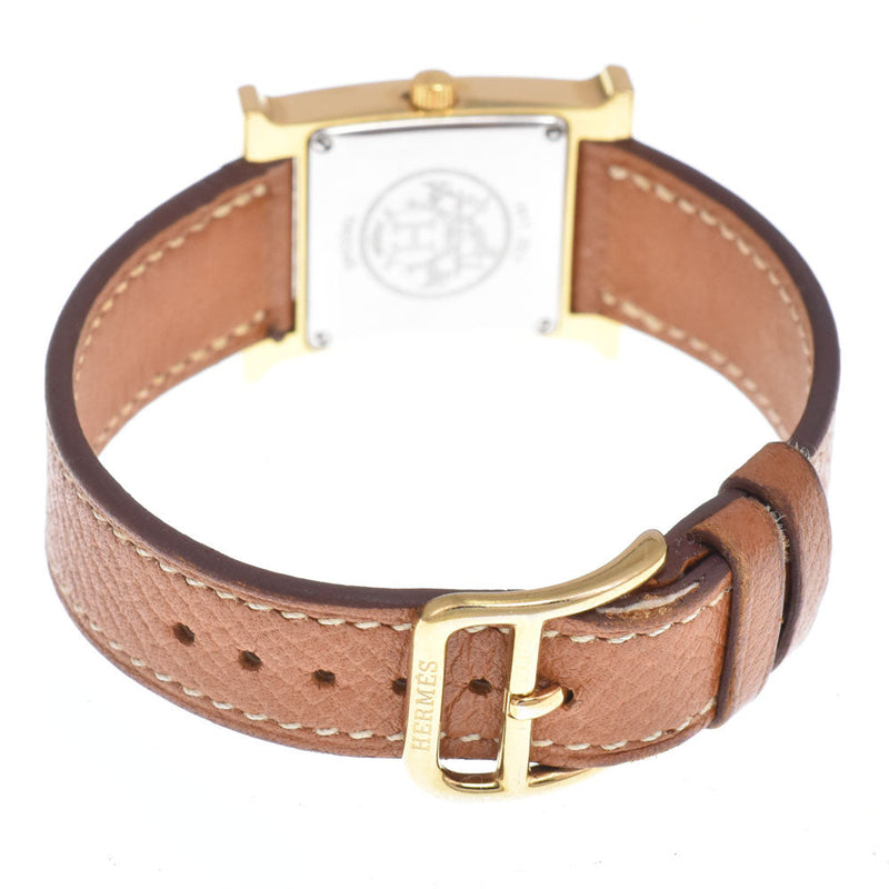 Hermes Heure H Quartz Plated Metal And Leather Watches