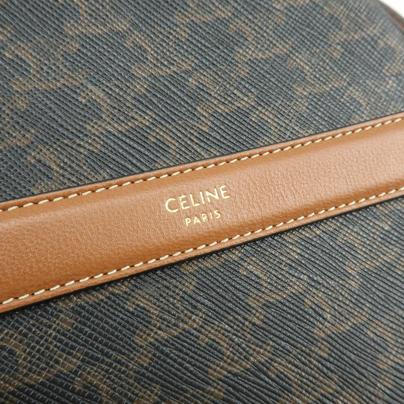 Celine Round Purse On Strap Triomphe Coated Canvas Brown Bag