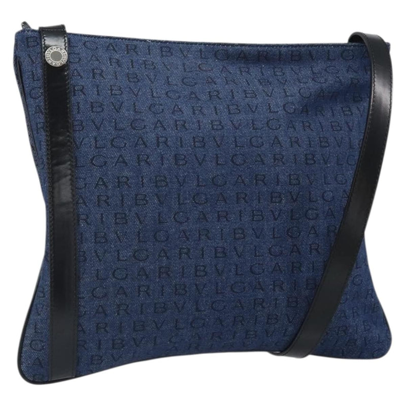 Bvlgari Logomania Canvas With Leather Blue Bag