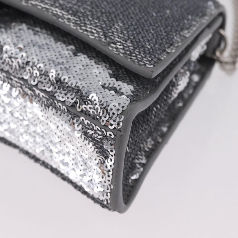 Balenciaga Hourglass Chain Leather With Sequins Silver Bag