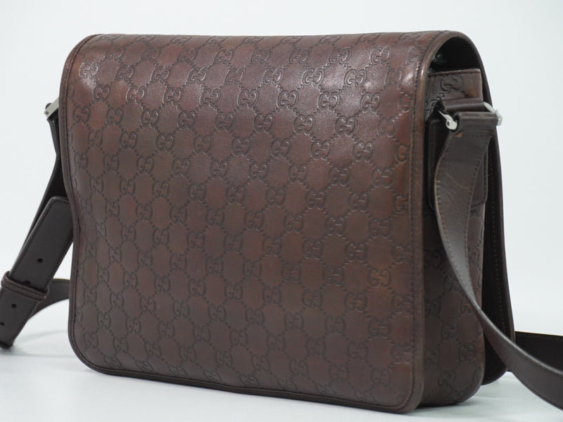 Gucci Flap Messenger Bag (outlet) Guccissima Leather Brown