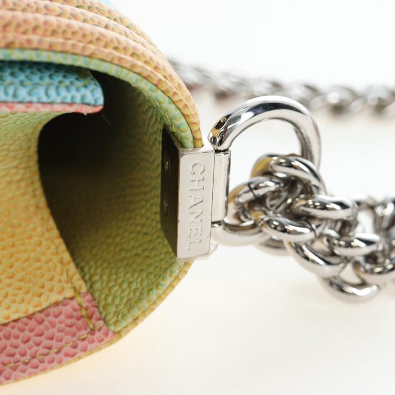 Chanel Rainbow Boy Flap Quilted Painted Caviar Multicolour Leather Bag