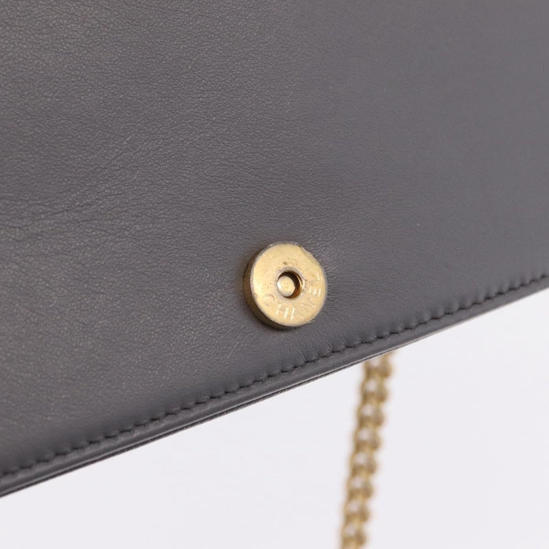 Chanel Boy Wallet On Chain Quilted Caviar Gray Leather Bag