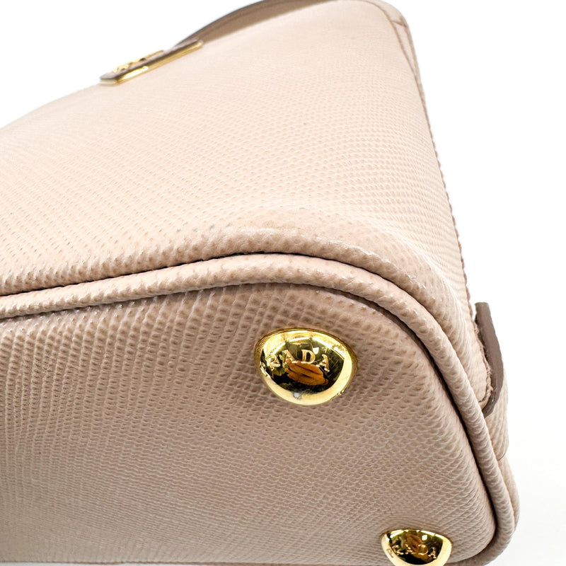 Prada Matinee Top Handle Saffiano Leather Beige Bag