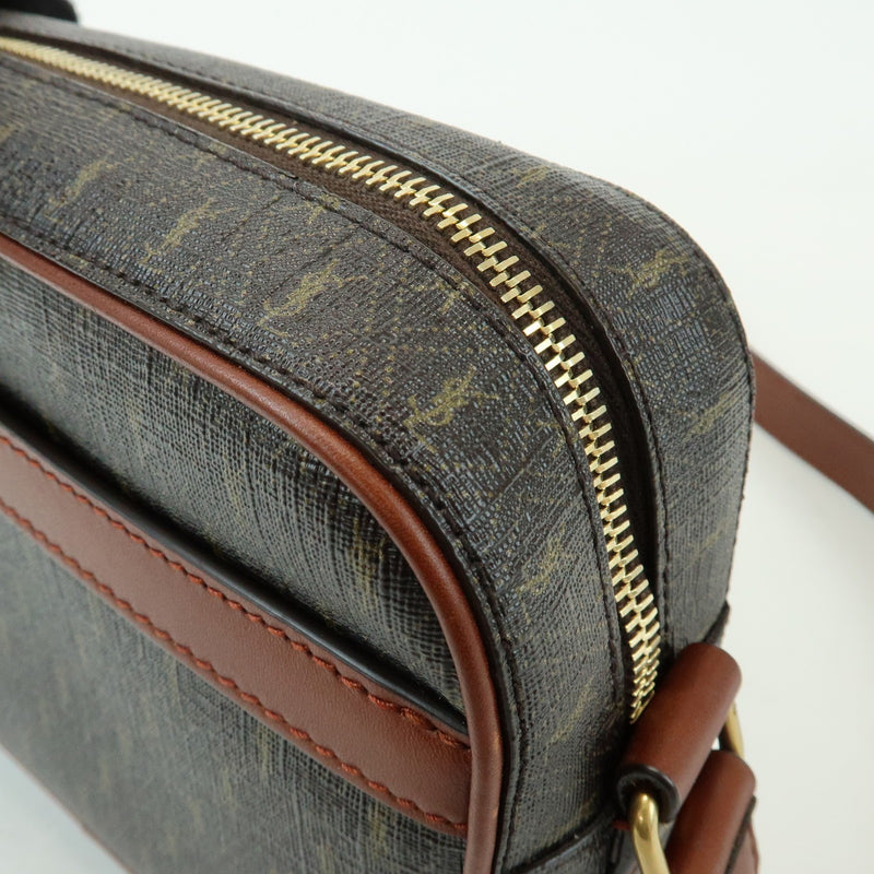 Saint Laurent Le Monogramme Camera Monogram All Over Coated Canvas And Leather Brown Bag