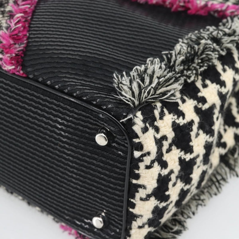 Christian Dior Diorissimo Patchwork Tweed Black Canvas Bag