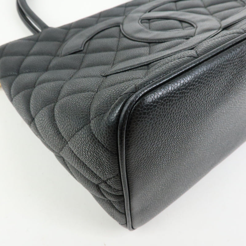 Chanel Medallion Quilted Caviar Black Leather Bag