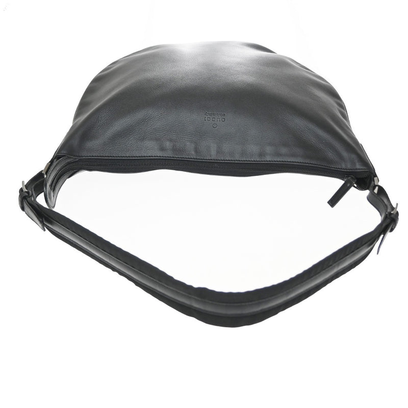 Gucci Vintage Web Half Moon Leather Black Bag