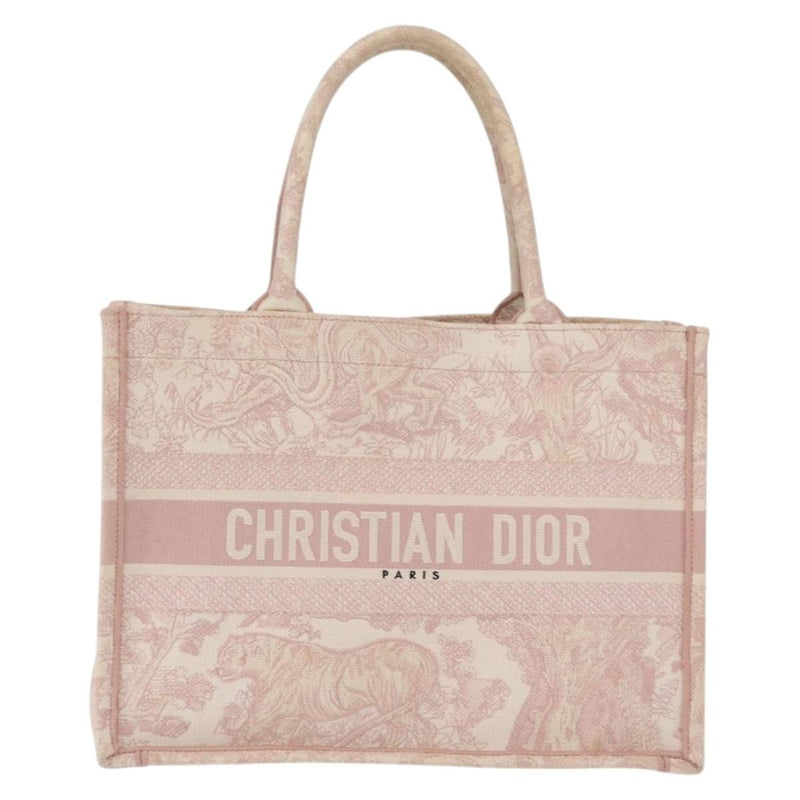 Christian Dior Book Embroidered Canvas Pink Bag
