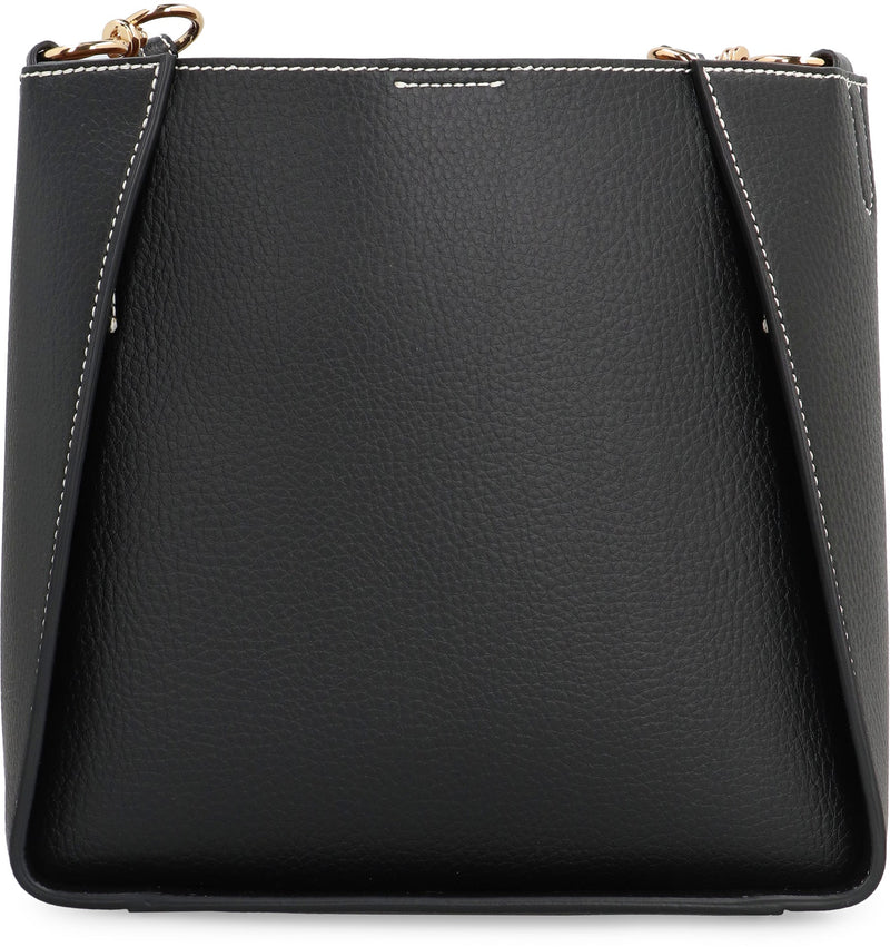 Stella Mccartney Perforated Logo Faux Leather Shoulder Bag — Black Polyurethane