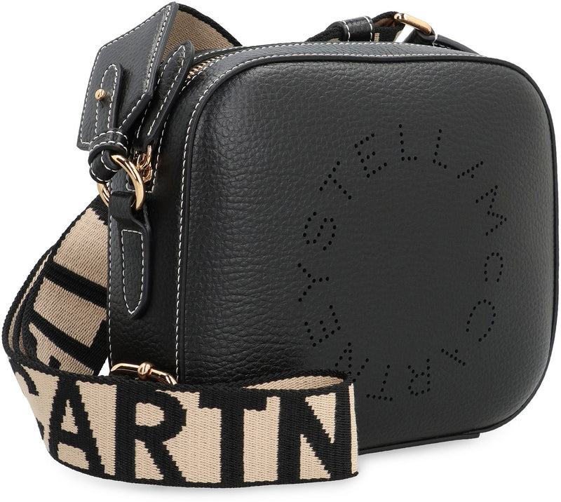 Stella Mccartney Perforated Logo Leather Shoulder Bag — Black Polyurethane