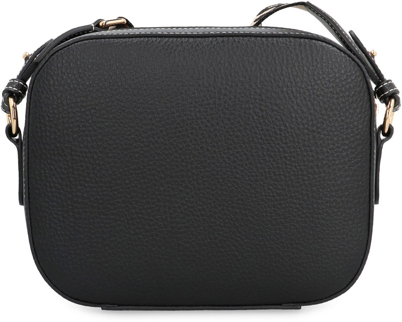 Stella Mccartney Perforated Logo Leather Shoulder Bag — Black Polyurethane