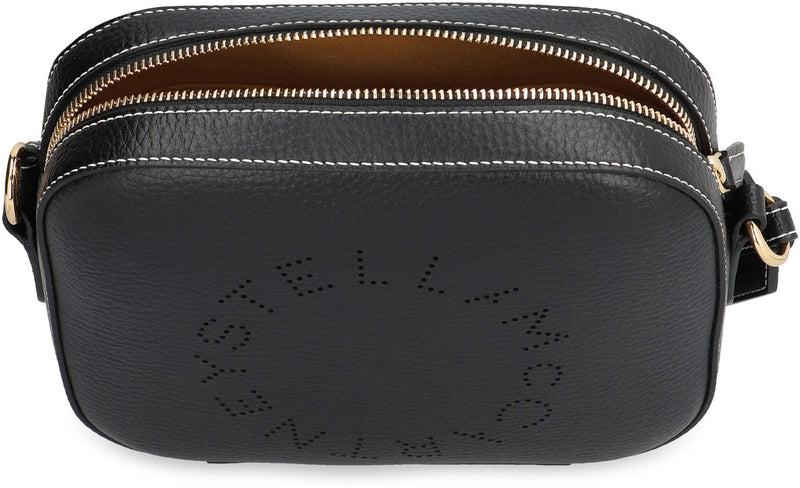 Stella Mccartney Perforated Logo Leather Shoulder Bag — Black Polyurethane