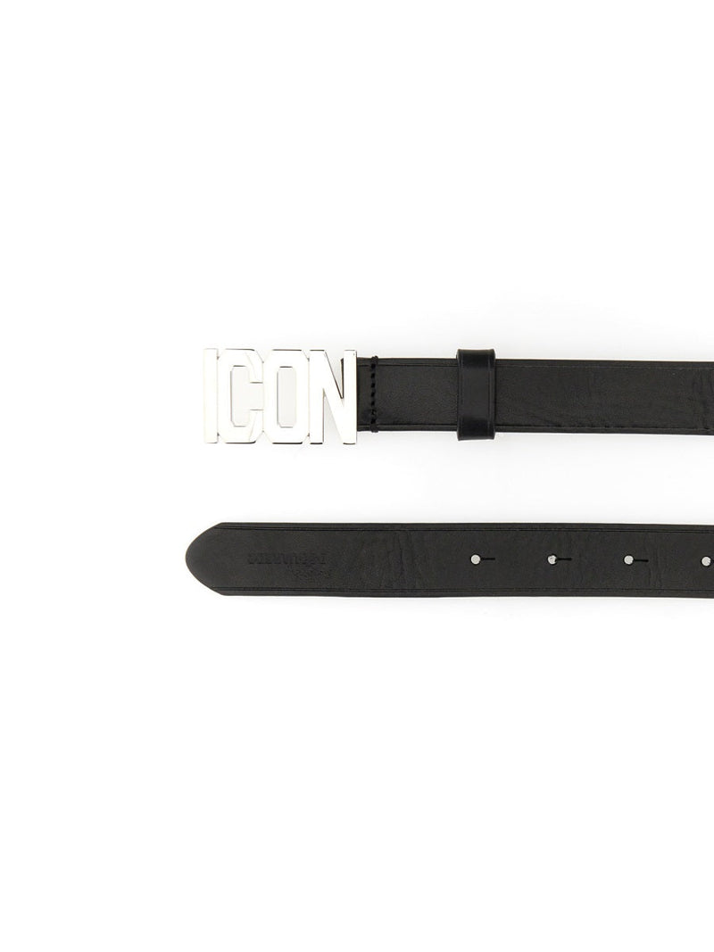 Dsquared2 Leather Belt — Black Cow