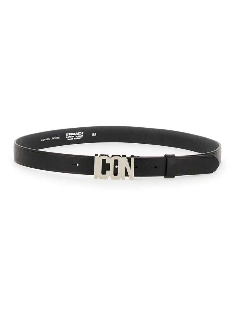 Dsquared2 Leather Belt — Black Cow