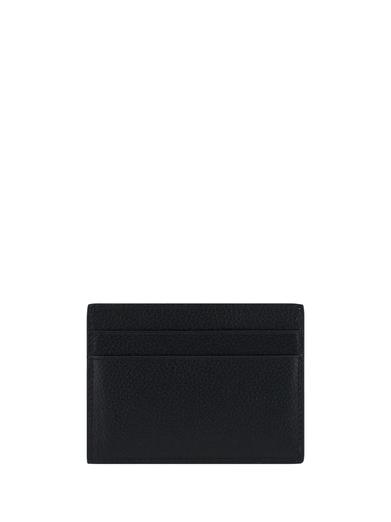 Balenciaga Logo-Print Calfskin Card Case — Black Calf Leather Bos Taurus Wallet