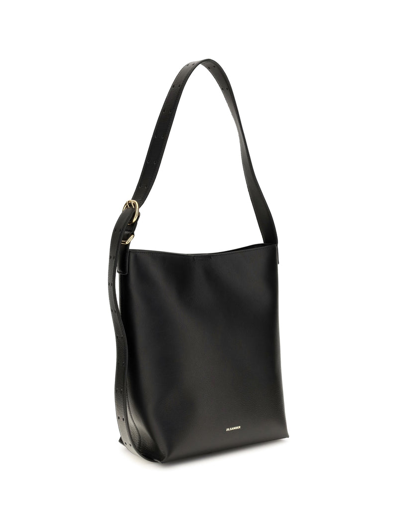 Jil Sander Cannolo Tote Bag — Black Calf Leather (bos Taurus)